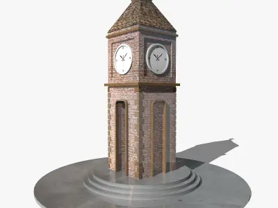Tower Clock Low-poly 3D model purchase