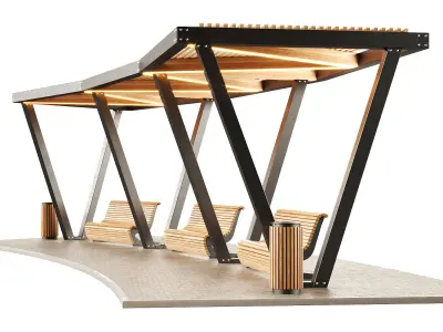 Pergola with swings benches  3D model
