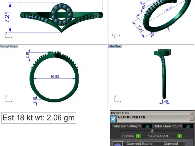 Light Weight Gold Diamond Ring DOC-R8411 3D print model