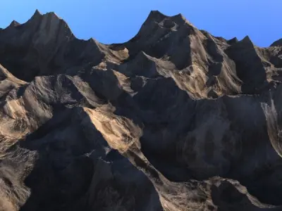 Mountains mountain range with clouds in sky 3D model