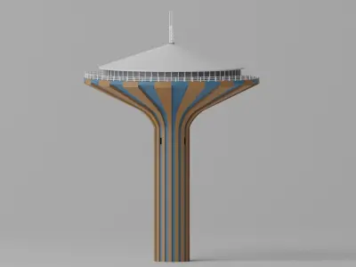 Cartoon Water Tower Riyadh Saudi Arabia Low-poly 3D model