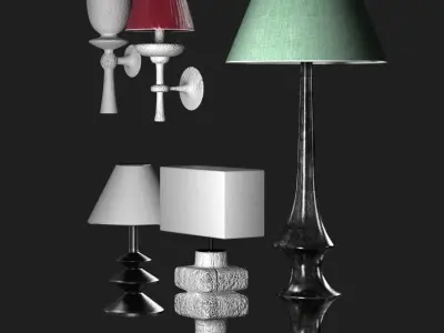 table and wall lamps set  3D model