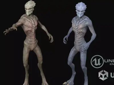 Psionic alien Low-poly 3D model