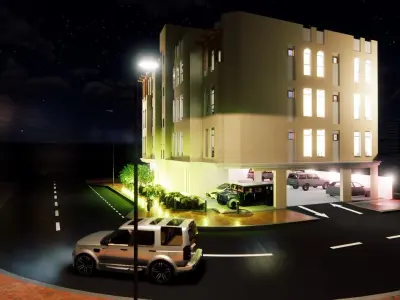 Residential building G plus 3 with ground parking in Revit 3D model