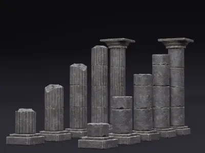 Modular Columns Low-poly 3D model