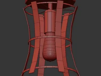 Medieval caged ceiling light fixture 3D model