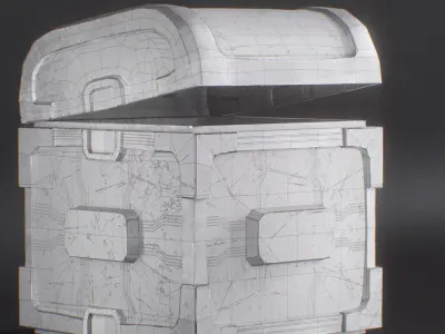 retro sci-fi box Low-poly 3D model