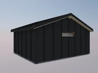 sheet metal carport with walls and window 3D model