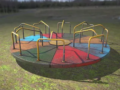 Merry go round Low-poly 3D model