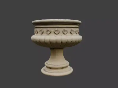 large flower pot 5 lods Low-poly 3D model