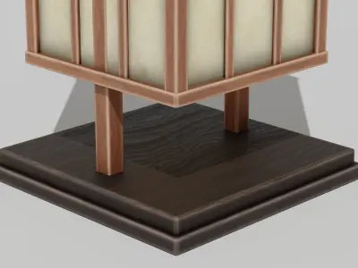 Japanese Furniture Kit - Lamp with handle  Low-poly 3D model