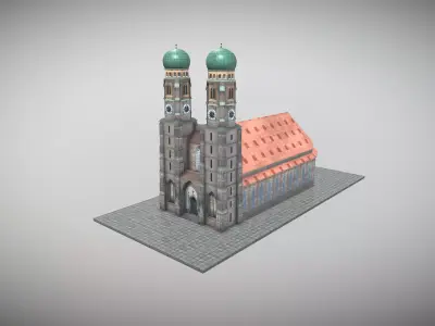 Frauenkirche Munich Low-poly 3D model