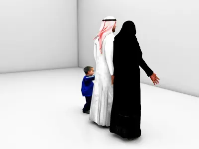 man woman and child 3D model