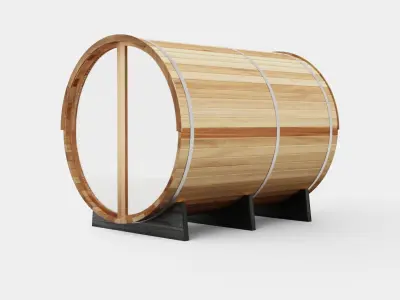 Barrel Sauna for 6 Person Low-poly 3D model get