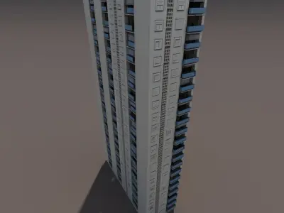 Residential Highrise Building 1 Low Poly 3d Model Low-poly 3D model