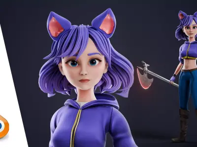 Stylized Anime Girl - Game Ready 3D Character Low-poly 3D model