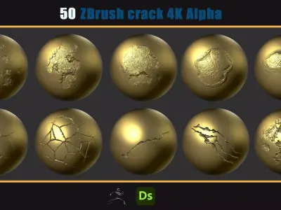 50 Zbrash concrete and stone cracks 4K Alpha Texture
