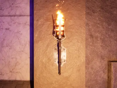 Medieval-Inspired Wall Torch Low-poly 3D model