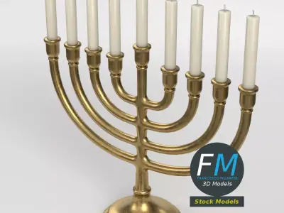 Hanukkah Menorah Candelabra 3D model