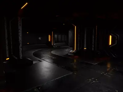 Modular Sci-Fi Corridor kit Low-poly 3D model