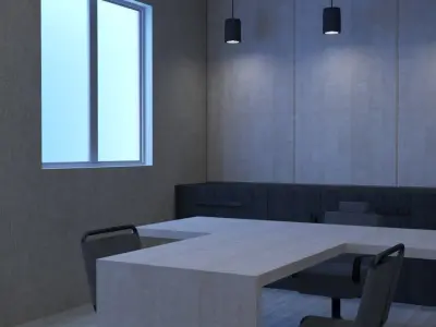 OFFICE with desk and chairs Low-poly 3D model