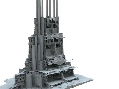 Factory ruins 3 tall 3D model 3D model