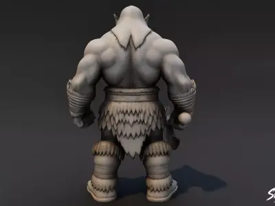 Ogre Warrior Standing Guard Statue Low-poly 3D model