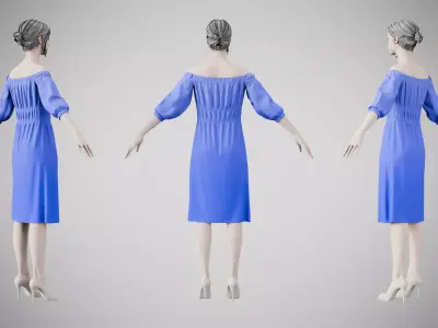 Dress 16 Very Light Blue Low-poly 3D model