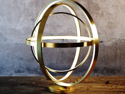 lampshade table lamp with globe in middle Low-poly 3D model
