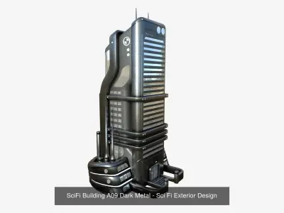 10 Sci Fi Buildings Collection I - Dark Metal - Exterior Design 3D Model Pack