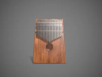 Kalimba wooden musical instrument Low-poly 3D model