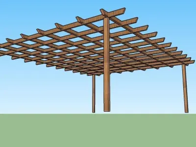 wooden pergole model 3D model