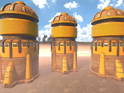SciFi Desert Building 5  Low-poly 3D model
