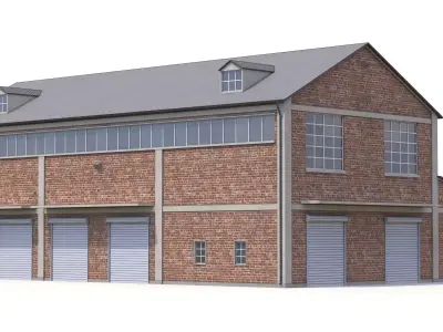 Brick Industrial Building 35 PBR Low-poly 3D model