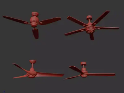 Modern Minimalist Ceiling Fan Set 3D model