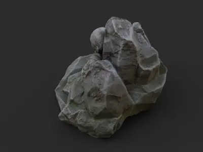 Rock Buddha 1002 Low-poly 3D model