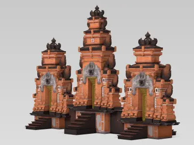 Candi Bentar Petitenget Traditional Split Gate Architecture 3D model