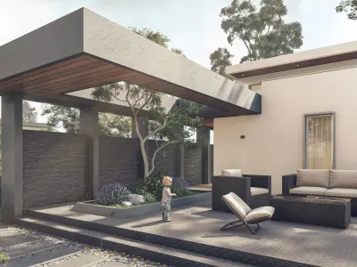 Modern villa 2 Low-poly 3D model