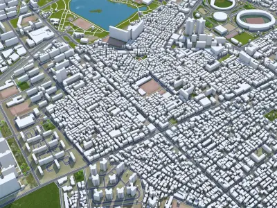 Suwon si Gyeonggi do South Korea 30km Low-poly 3D model