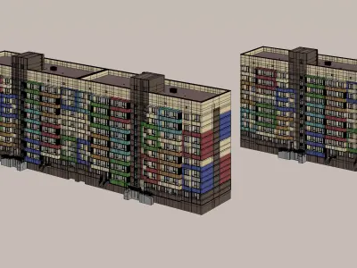 Colorful Residential Apartment Blocks 3D model