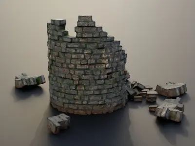 Tower ruins Low-poly 3D model