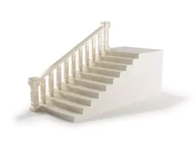 White Stone Railing 3D model