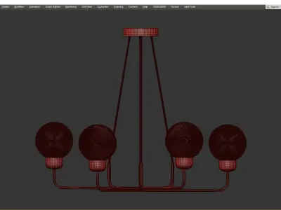 Andresa Chandelier 6 Balls Low-poly 3D model
