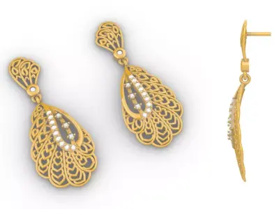 The Alocasia Leaf Drop Earrings  3D print model