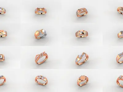 65 Plain Gold Light weight minimalist Mens Band Ring 3dm stl  3D Model Pack