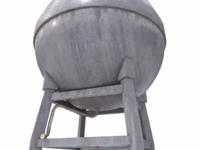 Concrete water tower 2 Low-poly 3D model