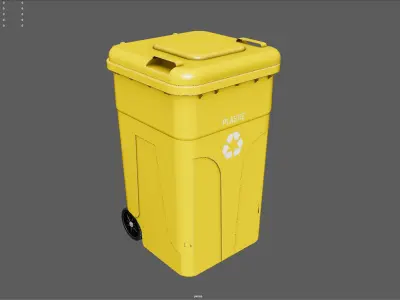 High Poly Wheeled Garbage Bin  3D model