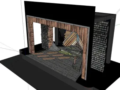 Architecture-Religion-God-Culture-Temple-0283 stage with fire... 3D model