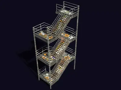 Emergency Exit Stairs Low-poly 3D model