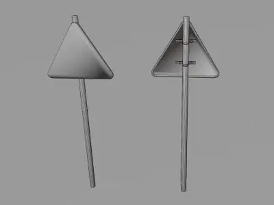 Warning Traffic Sign Pack  Low-poly 3D model